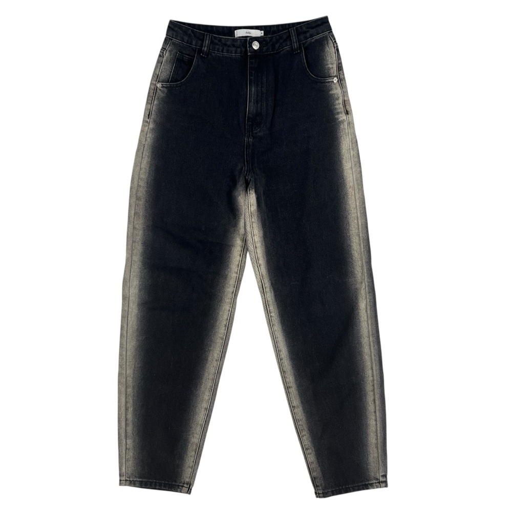 Adika Black Denim Ombré Sides High Rise Tapered Leg Jean Size M